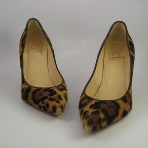 Christian Louboutin Piou Piou Pony Hair Leopard Pumps 38